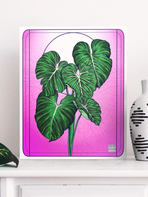 Pink philodendron vásznon
