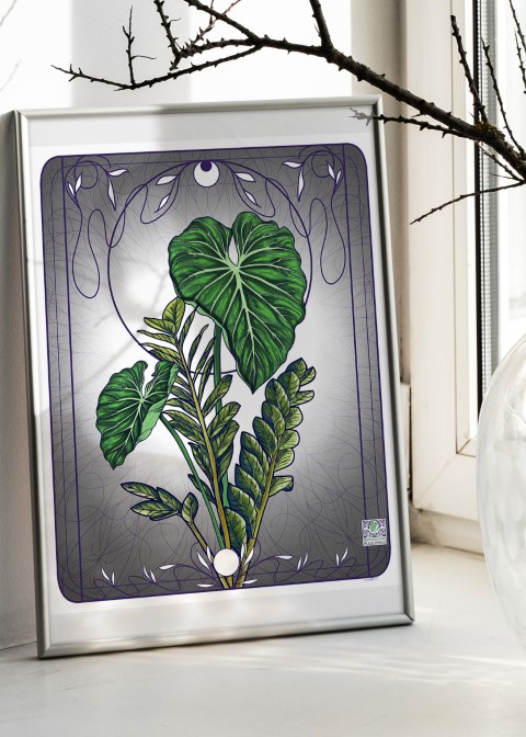 Holdfény növénycsokor képkeretben