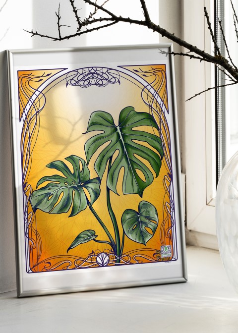 Nyári Monstera képkeretben